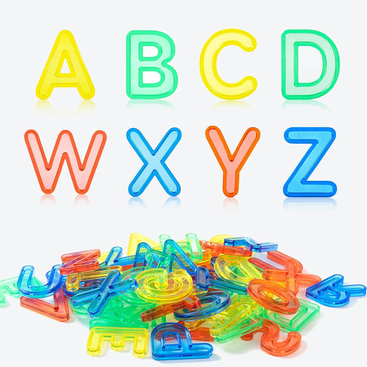 52 Pcs Plastic Capital Letters – 2 Sets of Capital Letters - Perfect Light Table Manipulatives for Early Learning and Play