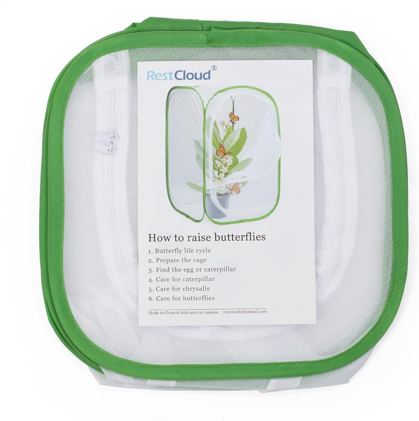 Two Doors Monarch Butterfly Habitat, Insect Mesh Cage, Caterpillar Enclosure Terrarium Pop-up (15.7 X 15.7 X 24 Inches)