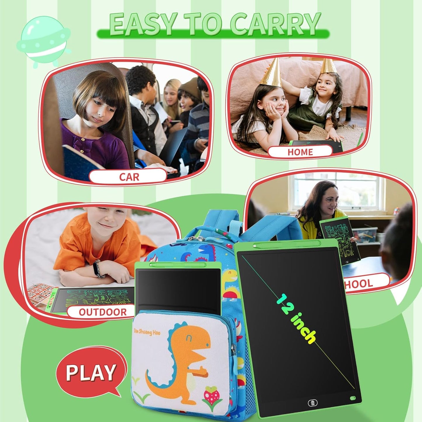 [2 Pack] Genialba LCD Writing Tablet 12-Inch Colorful Doodle Board, Toddler Learning Educational Toys Gifts for 3-8 Years Old Girls and Boys, Electronic Drawing Pad for Kids (Pink&Blue)