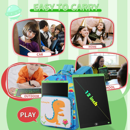 [2 Pack] Genialba LCD Writing Tablet 12-Inch Colorful Doodle Board, Toddler Learning Educational Toys Gifts for 3-8 Years Old Girls and Boys, Electronic Drawing Pad for Kids (Pink&Blue)
