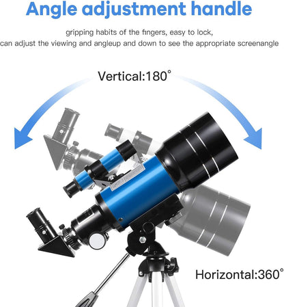 Telescope for Kids & Adults, 70mm Aperture 300mm Telescopes for Astronomy Beginners, 15X-150X Magnification Portable Refractor Telescope with Adjustable Tripod, Phone Adapter
