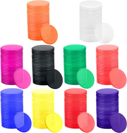 Coopay 300 Pieces Plastic Learning Counters Disks Bingo Chip Counting Discs Markers for Math Practice and Poker Chips Game Tokens,1 Inch (Blue Style 1)
