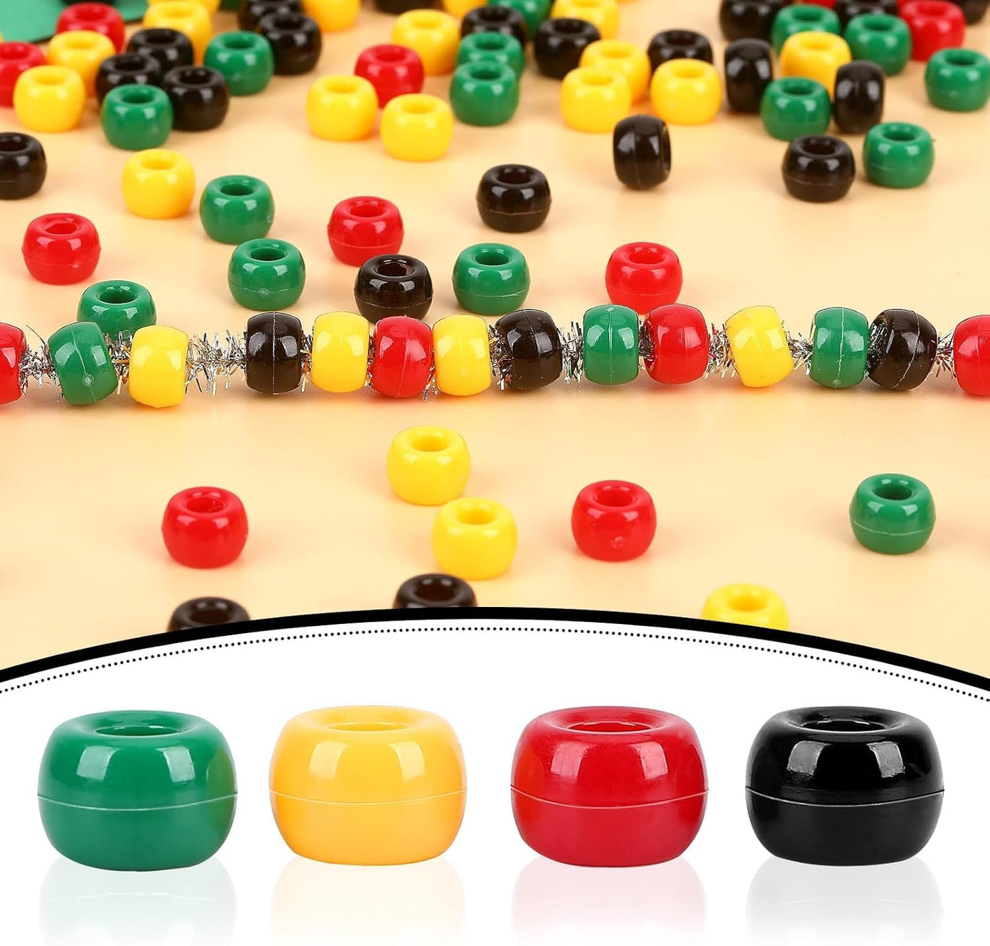 UPINS 1200Pcs Christmas Pony Beads Friendship Plastic Small Hair Beads Red Green White Pony Beads for Necklace Supplies (Christmas)