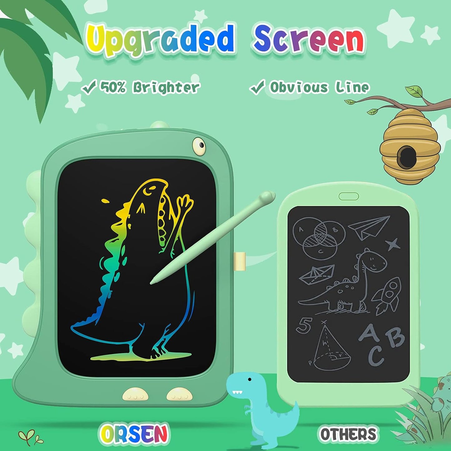 ORSEN 8.5 Inch Doodle Board Drawing Tablet - Dinosaur Toy Gift for Kids 3-7 Years Old