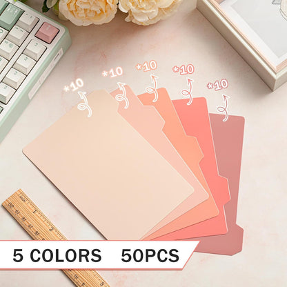 Harloon 50 Pack 3 x 5 Inch Index Card Dividers with 2 Number Alphabet Sticker with Tab, Dry Erase Index Card Guide Set, Photo Recipe Divider for Office Business Back to School Supplies, Candy Color