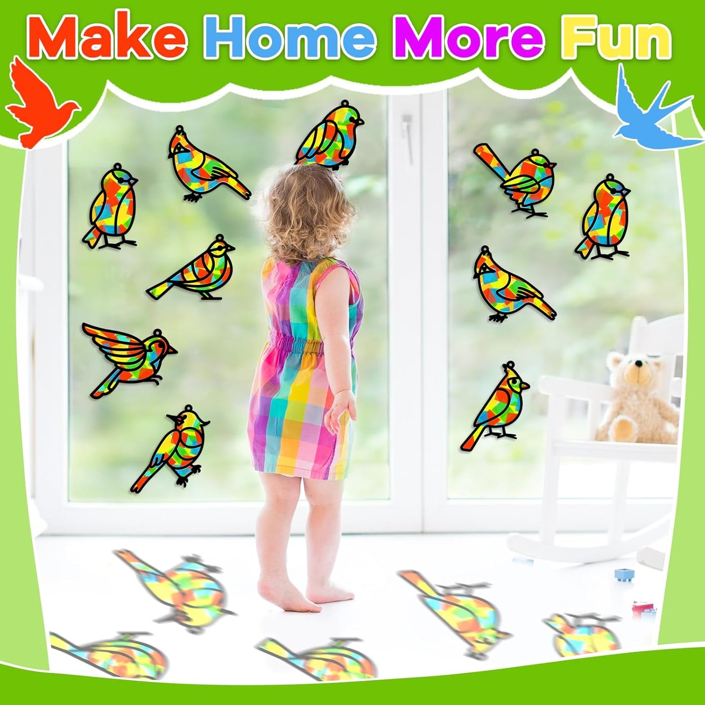 Lonfliness 32 Sets Solar System Suncatchers Crafts Kit DIY Outer Space Window Stained Glass Effect Paper Planet Home School Classroom Decoration Art Craft Creative Activity Project Gift Favor