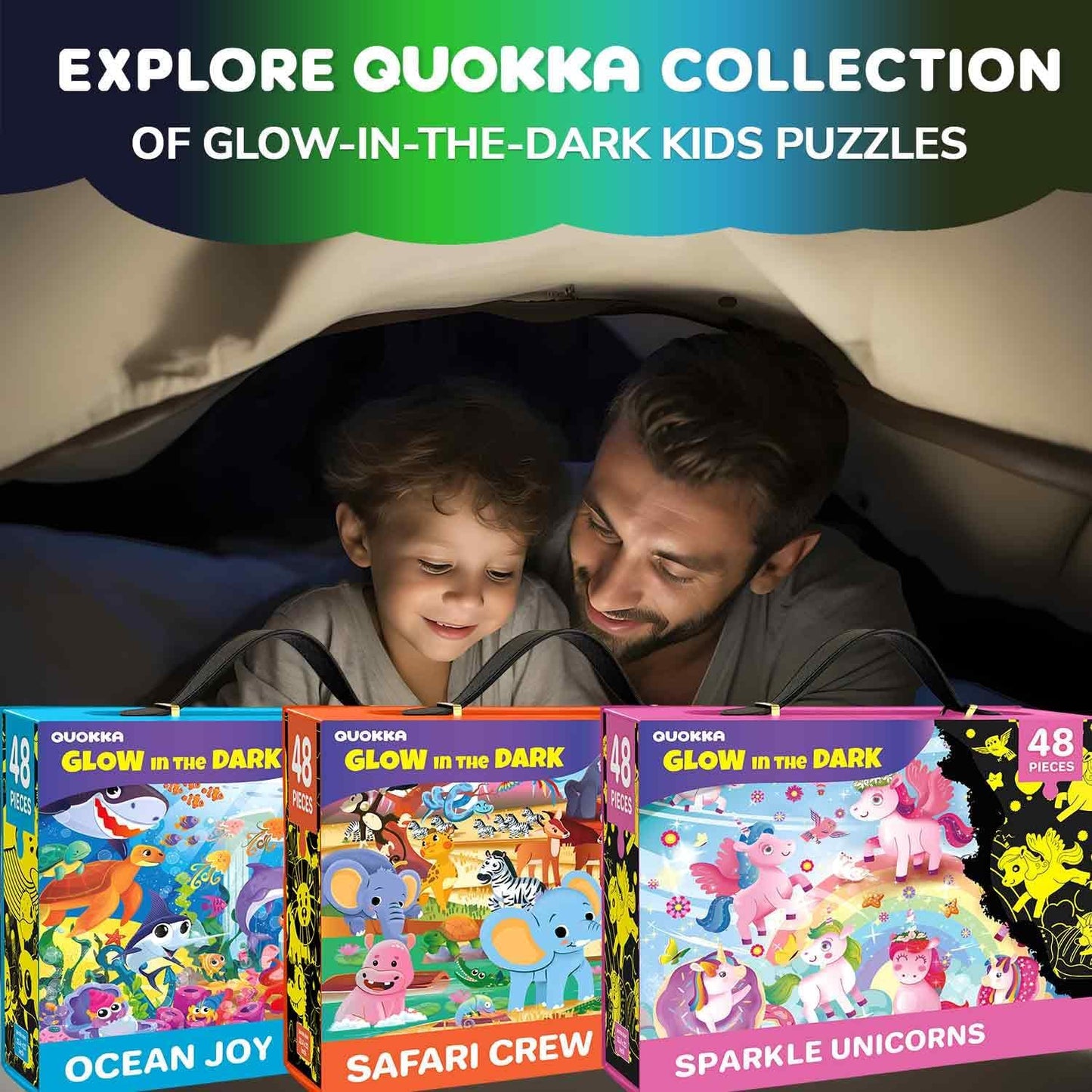 QUOKKA Floor Puzzles for Kids Ages 4-8 – 2x3 FT Giant Search and Find Jigsaw – 48 Large Pieces – Above and Beyond Observational Scene – Educatinal Montessori Toy with Gift Box – Fun Learning Activity