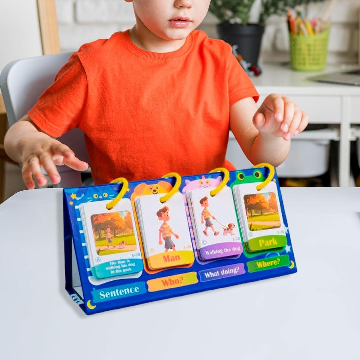 DYNWAVE Kids Sentence Building Flip Chart Kids Sentence Game Easy to Assemble Learning Homeschool Supplies Practical Educational Tool