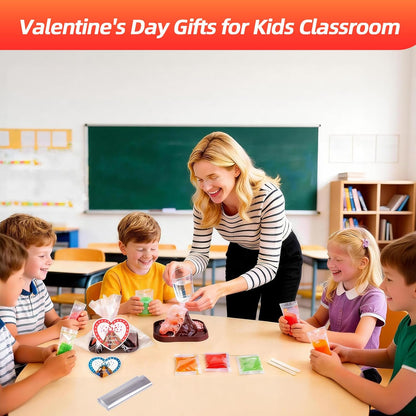 Valentines Day Gifts for Kids Classroom: 24 Pack Erupting Volcano Science Kit with Cards, 4 Lava Colors, STEM Educational Toys for Boys Girls Classroom Exchange Gifts Prizes School Party Favors
