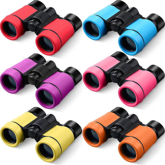 6 Pack Binoculars for Kids for Age 3-12 Years Boys Girls Kids Binoculars Shock Proof Toy Outdoor Gift Hunting Folding Small Telescope for Bird Watching Educational Learning Exploration(Vivid Colors)