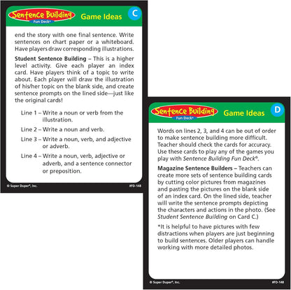 Super Duper Publications | Sentence Building Fun Deck | Speech Therapy Flash Cards for Grammar | Educational Learning Materials for Children