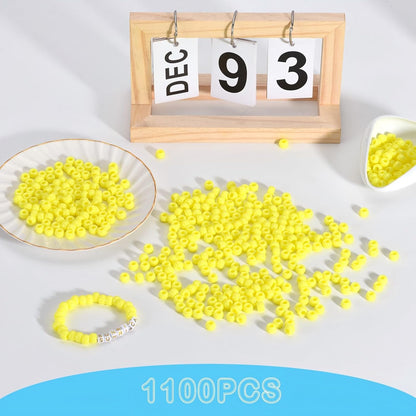 1100Pcs Red Pony Beads 6x9mm Large Hole Plastic Hair Beads for Braids, Kandi Bracelets, Keychains, Jewelry Making