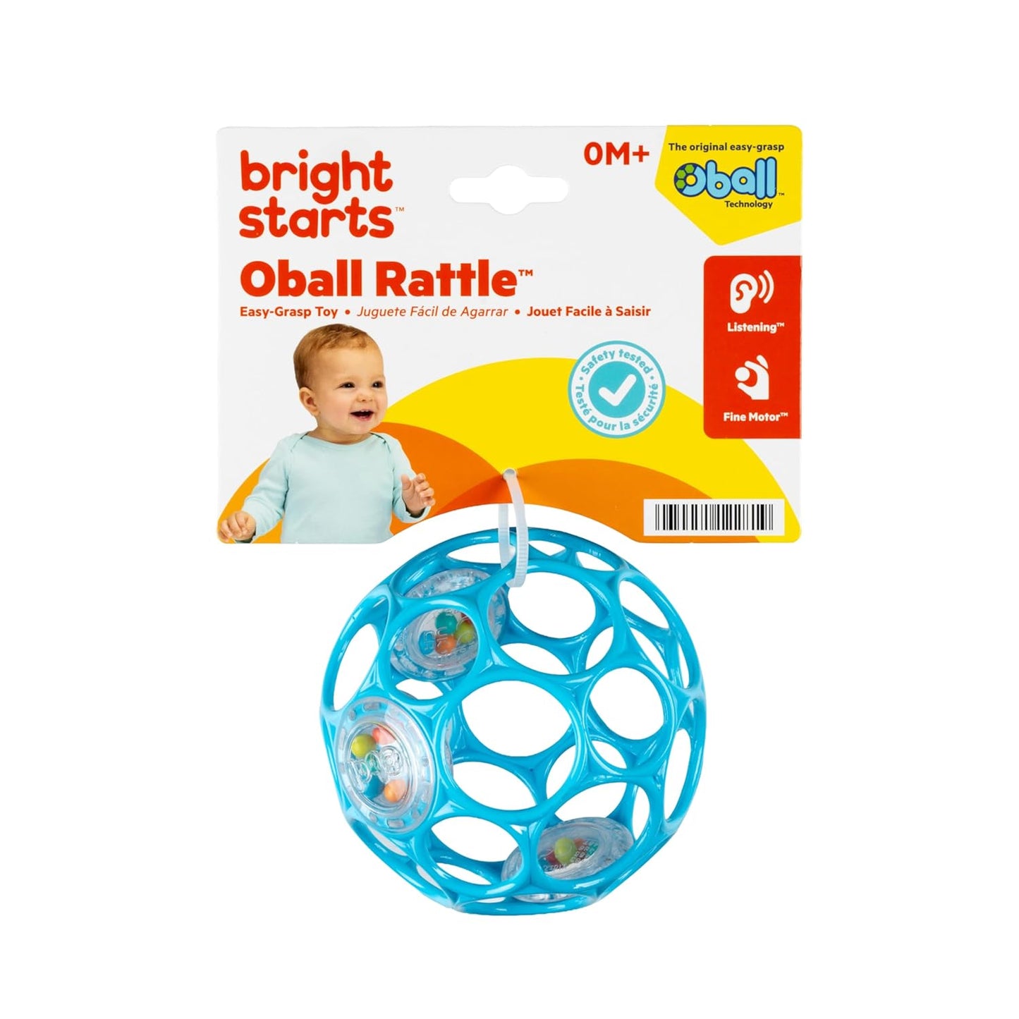 Bright Starts Oball Musical Toy, Jingle & Shake Pal, BPA-Free Easy-Grasp Baby Rattle Toy, Ages Newborn+