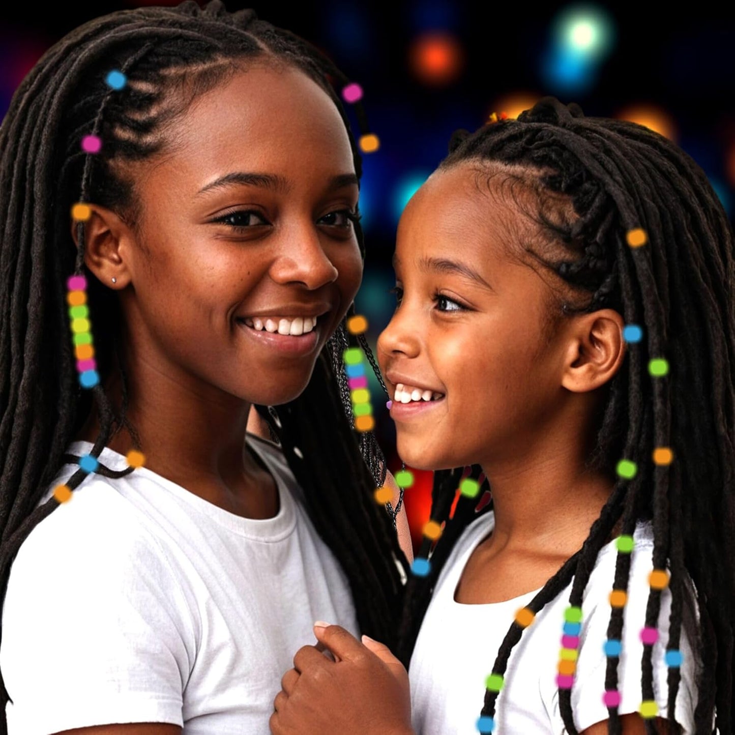 SEVENKA 100 Small Silicone Hair Beads Glow in Dark, 5mm Colorful Soft Micro Silicone Hair Beads for Girls Braids, 2 Plastic Quick Beaders for Hair Braids, 50 Elastic Rubber Bands