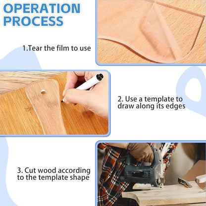 TRINKA Charcuterie Board Template Set - 6 Pcs Acrylic Router Templates for Woodworking | Handle Cutting Board Templates with 4 Pens | Angled Curvy Tracing Stencils Guide Tools for Kitchen