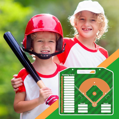 1+44PCS Baseball Coaching Board for Dugout, Dry Erase Lineup Board Softball Clipboard for Coach/ 30 Name Strip/ 10 Number Blocks/ 2 Marker/ 2 Buckle
