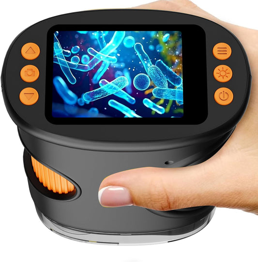 1000X Digital Handheld Microscope for Kids with 2.0" IPS Screen, Outdoor Toys Portable STEM Science Lab Gifts, Rechargeable Pocket Microscope Educational Toy for Boys & Girls Age 4-6 8-12, Orange