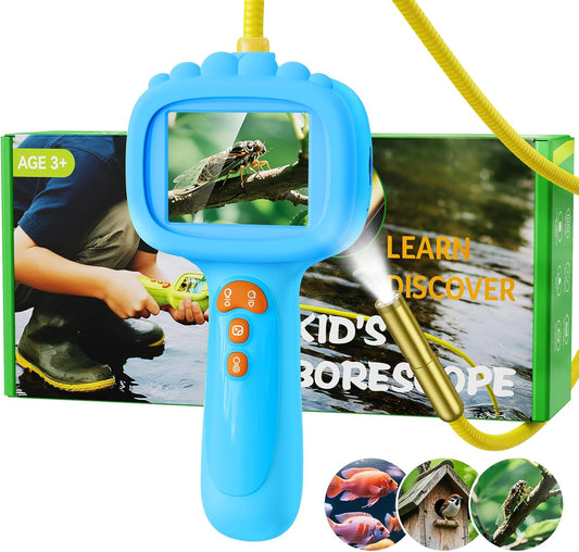 Borescope Camera with Light for Kids, Ashfly STEM Science Educational Toy for 3 4 5 6 7 8 Years Old Boys & Girls, 2.4" Screen Snake Scope Camera for Birthday Outdoor Camping Nature Exploration-Green