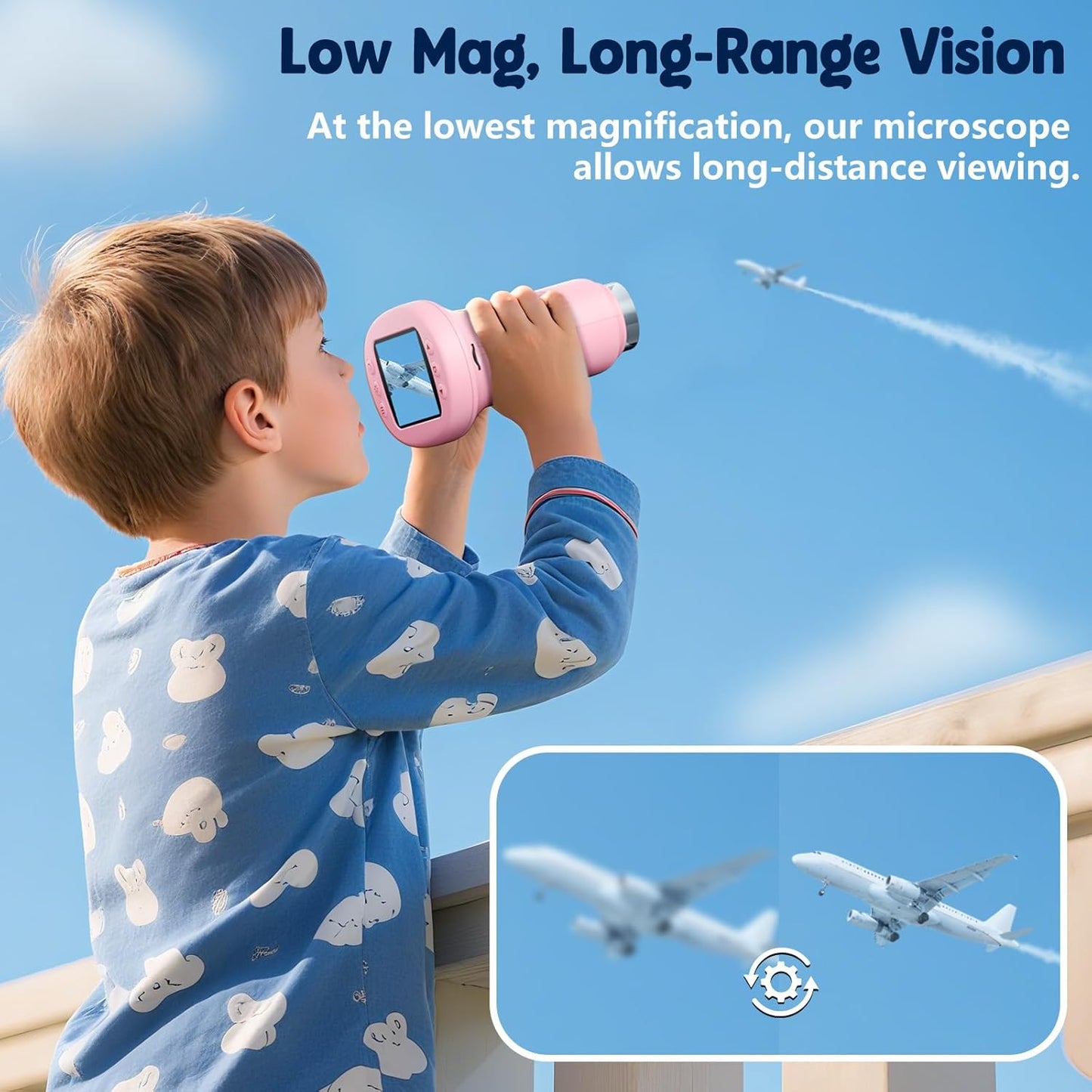 Odatay 4K 1000X Digital Microscope for Kids with Long Distance Viewing & 2.4" Screen, Portable Handheld Edu Toys for Kids Age 3-12 Exploring Bugs Plants at Home Classroom & Outdoor Travel, Yellow