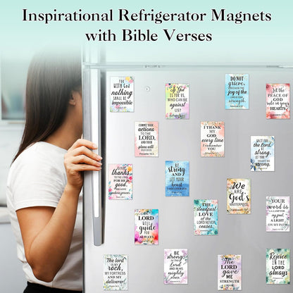 Blosssound 60 Pcs Inspirational Christian Magnets with Bible Verses Religious Refrigerator Magnet Motivational Quotes Fridge Scripture Positive Gifts for Home Office School Locker Decor(Scenery)