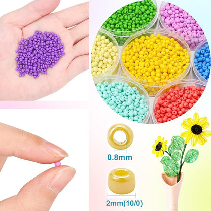 EuTengHao 3mm Glass Seed Beads for Bracelet Making Kit, 8/0 Small Craft Beads for Bracelet Necklaces Crafting Jewelry Making Supplies (36000Pcs,144 Colors)