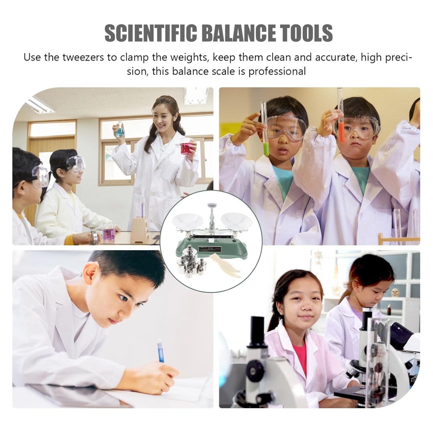 Laboratory Triple Beam Balance Scale with Weights and Tweezers 7.87 Inch Portable Precision Scale for Classroom Science Experiments and Physics Chemistry Teaching Tool