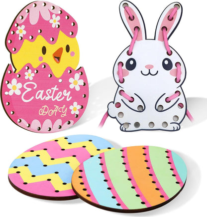 Montessori Wooden-Lacing Cards, Fine Motor Skills, Cute Bear Lacing Cards (Forest)