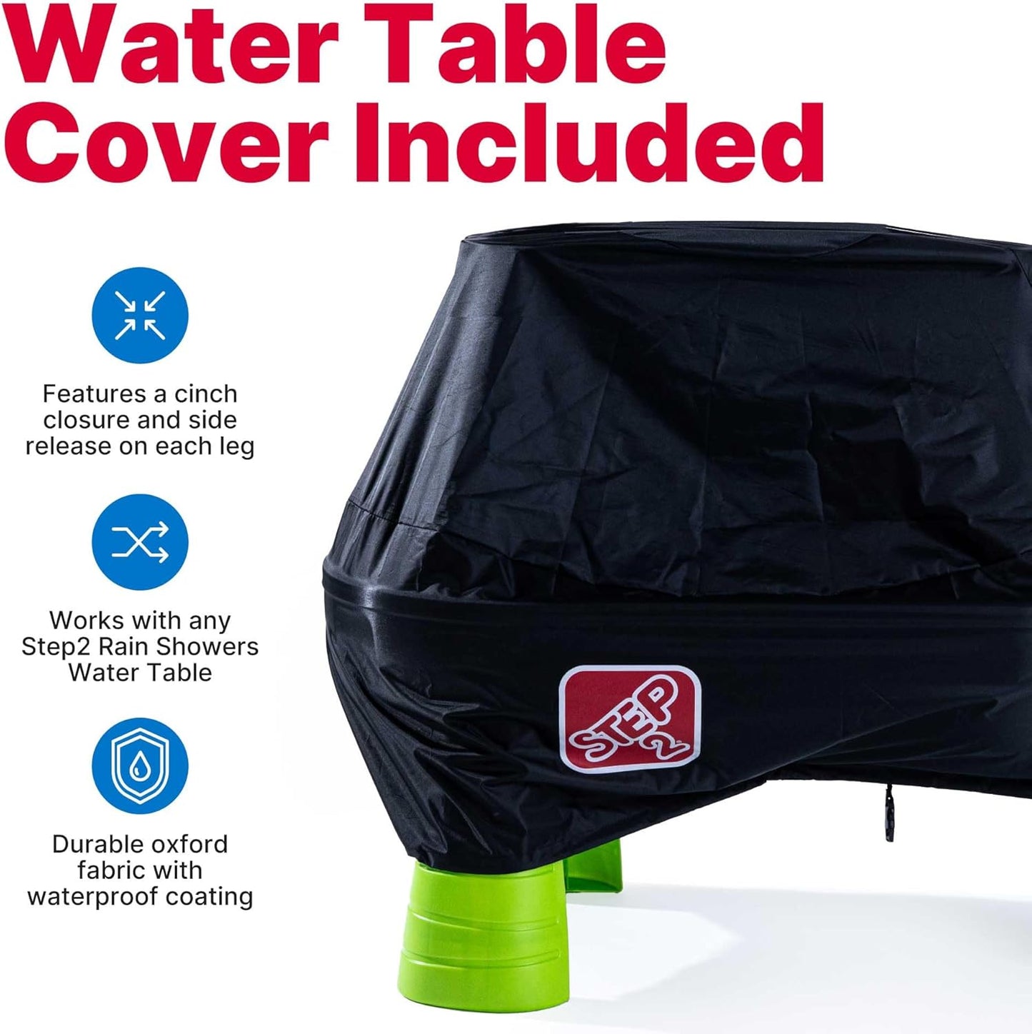 Step2 Rain Showers Splash Pond Water Table with Cover, Kids Water and Sand Activity Sensory Playset, Summer Outdoor Toys, 13-Piece Water Toy Accessories, For Toddlers 1.5+ Years Old, Blue & Green