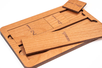 Fraction Bar Tiles and Holder - Laser Engraved Wood with 67 Tiles Plus 6 inch Holder