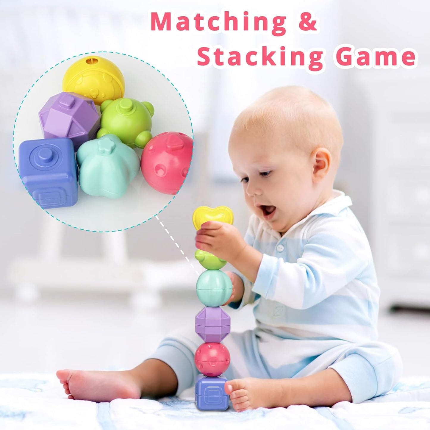 Aprilwolf Montessori Sensory Cube for Toddlers 18 Months + | Educational Activity Center with Elastic Sides | Baby Learning Toys, Wonderful Gift for Birthday Boys & Girls
