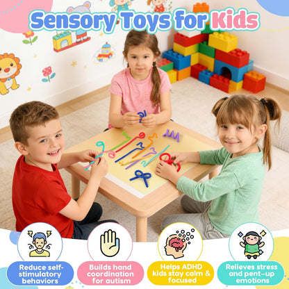Sensory Toys Fidget Sticks for Kids: 8 Pack Creative Silicone Fidget Sticks - Sensory Toys for Autism ADHD Stress Relief - Quiet Desk Fidgets for Classroom Prizes - Calm Down Travel Airplane Toys