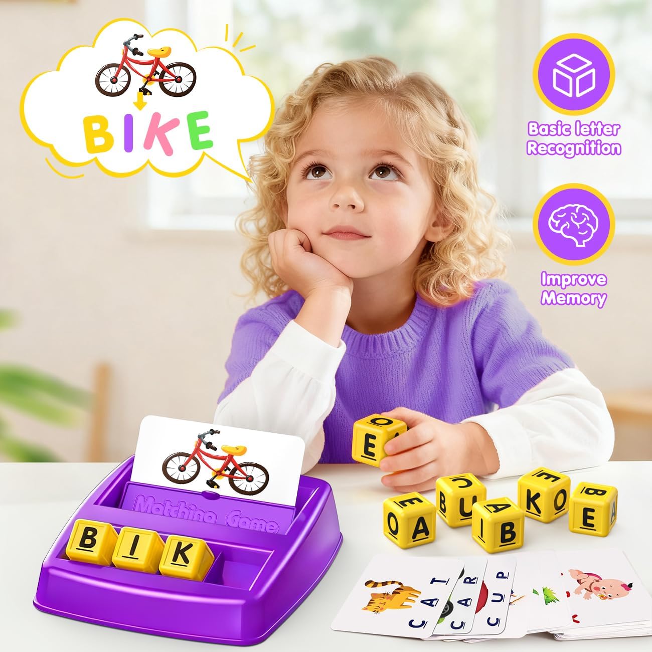 Matching Letter Game for 3 4 5 Year Old Girls Gifts, ABC Learning Toys for Kids Age 3-5, Educational Spelling Games Toys for Toddler Age 4-8, Preschool Birthday Gifts for 2 3 4 5 Year Old Boys Girls