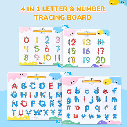 JoyCat Magnetic Letter Tracing Board, 2-in-1 Double-Sided ABC Magnets for Kids Ages 3-5, Uppercase & Lowercase Letter Writing Practice - Preschool Learning Toys, Road Trip Car Activities for Toddlers