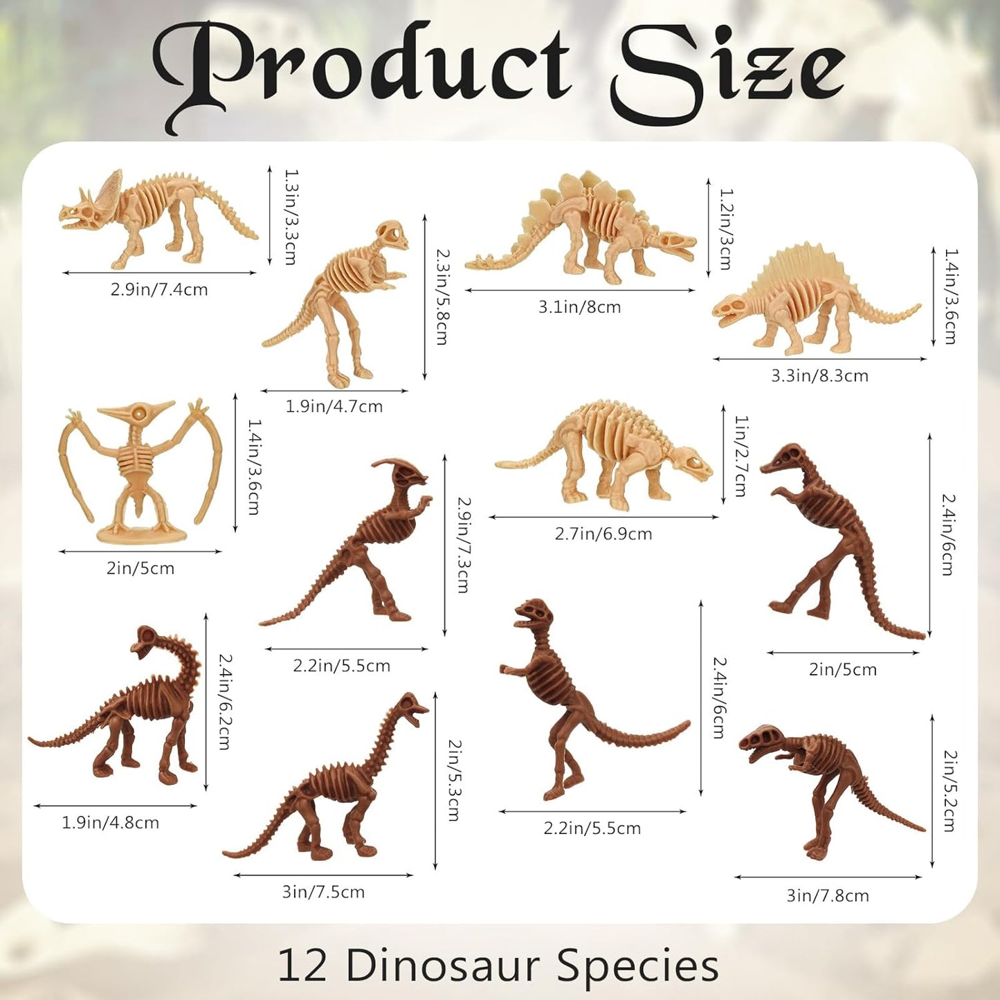 30 PCS Dinosaur Fossil Skeletons, Assorted Dinosaur Skeleton Toys Figures for Science Play Dino Sand Dig Party Favor Decorations (Dino skeletonD)