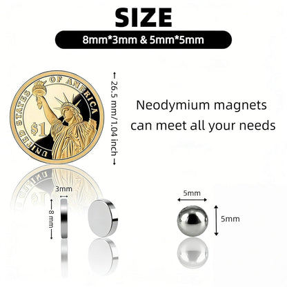 34PCS Strong Neodymium Magnet Set: 8x3mm Rare Earth Disc Magnets & 5mm Magnetic Balls for Refrigerator, Whiteboard, DIY & Magnetic Jewelry Gift