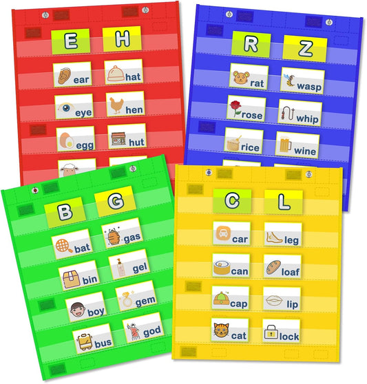 EAMAY Classroom Magnetic Pocket Chart for Kids, Mini Double-Sided Pocket Charts for Teachers Fits 3" Sentence Strips and Cards(14" x 17") (4)