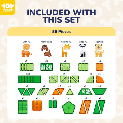 TOY Life 38 Pcs Magnetic Tiles Animals for Toddlers 3-5 Magnet Blocks for Kids Ages 4-8 STEM Magnet Tile Toys Building Tiles Set Christmas Birthday Gift for Boys and Girls