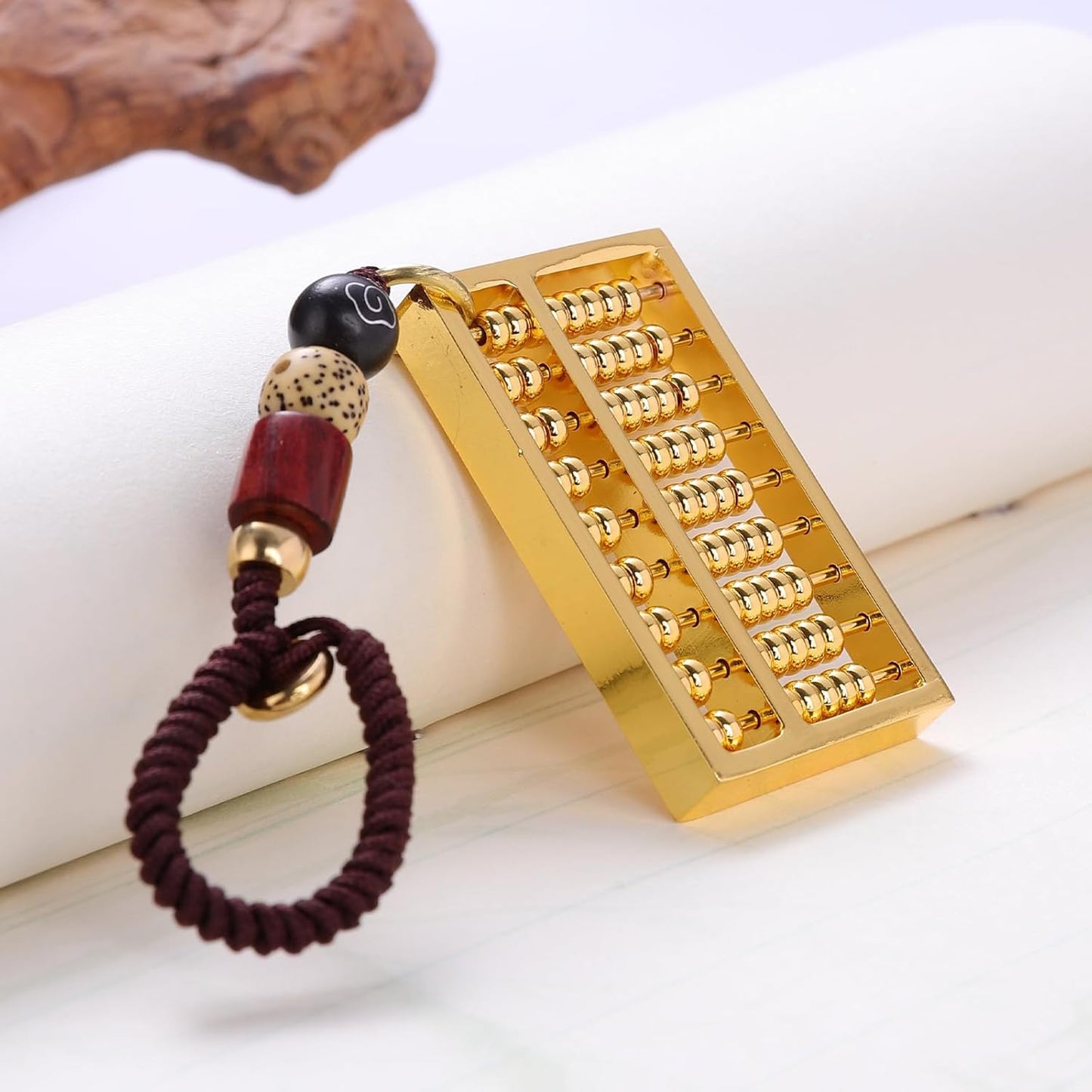 9 Gears Mini Brass Abacus Mini Copper Abacus Chinese Math Calculating Tool，Can be Used as Decoration, Pendant, Jewelry, a Variety of use scenarios
