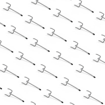 HUHOLE 50-Pack Pink Pegboard Hooks 2 Inch, Decorative Metal Peg Board Hangers with Rubber Safety Tips, Fits 1/8" & 1/4" Boards, Heavy Duty Organizer for Craft Room, Nursery, Garage & Retail Display
