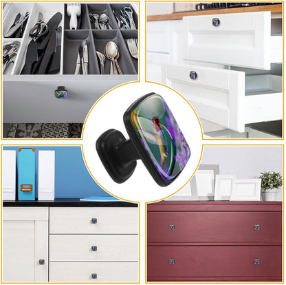 4 Pack Cabinet Knobs Drawer Pulls, 30mm Round ABS Glass Drawer Hardware Growing Butterfly Cabinet Handles with Screws for Dressers Kitchens Cupboard