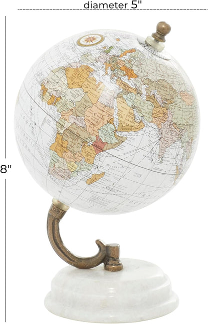Deco 79 Marble Globe with Marble Base, 5' x 5' x 8', Teal