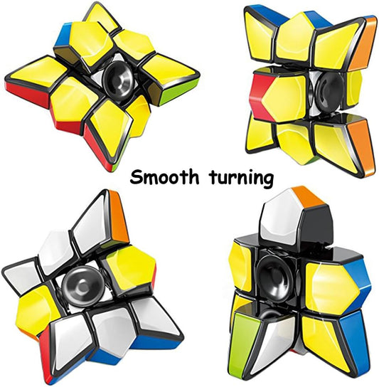 TANCH Magic Spinner Cube 2 in 1 Stickerless Brain Teasers Magic Puzzle Spinning Top Cube Rotatable Stress Relief 1X3X3 Finger Speed Cube Floppy Anti-Anxiety Fidget Toys Game for Kids Adults