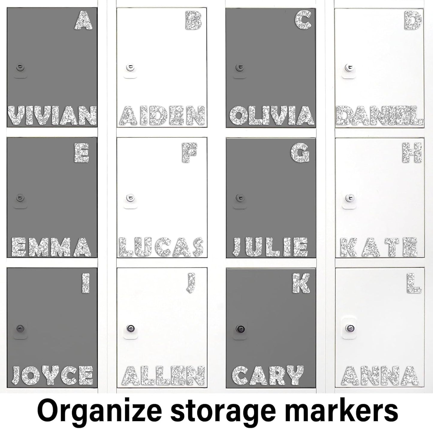 Qyeahkj 103 Pcs Glitter Silver Magnetic Letters - 2'' Alphabet Letters Kit for Classroom, Whiteboard, Fridge, Teachers & Preschool Learning