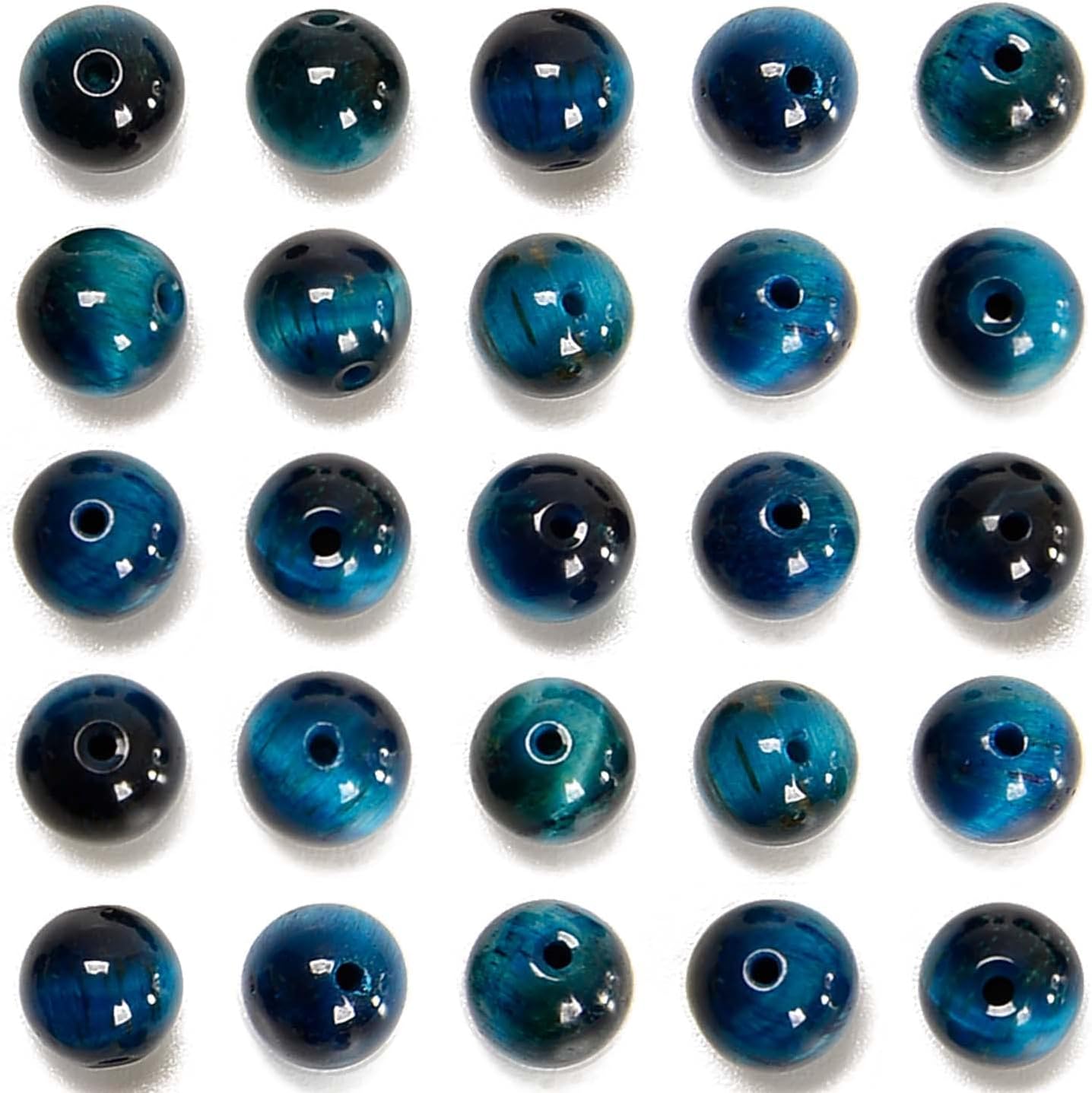 NCB 100pcs Original Natural Stone Beads Gemstone Round Loose Beads 6mm 8mm 10mm (Blue Aventurine, 6mm 100Beads) - Colors A