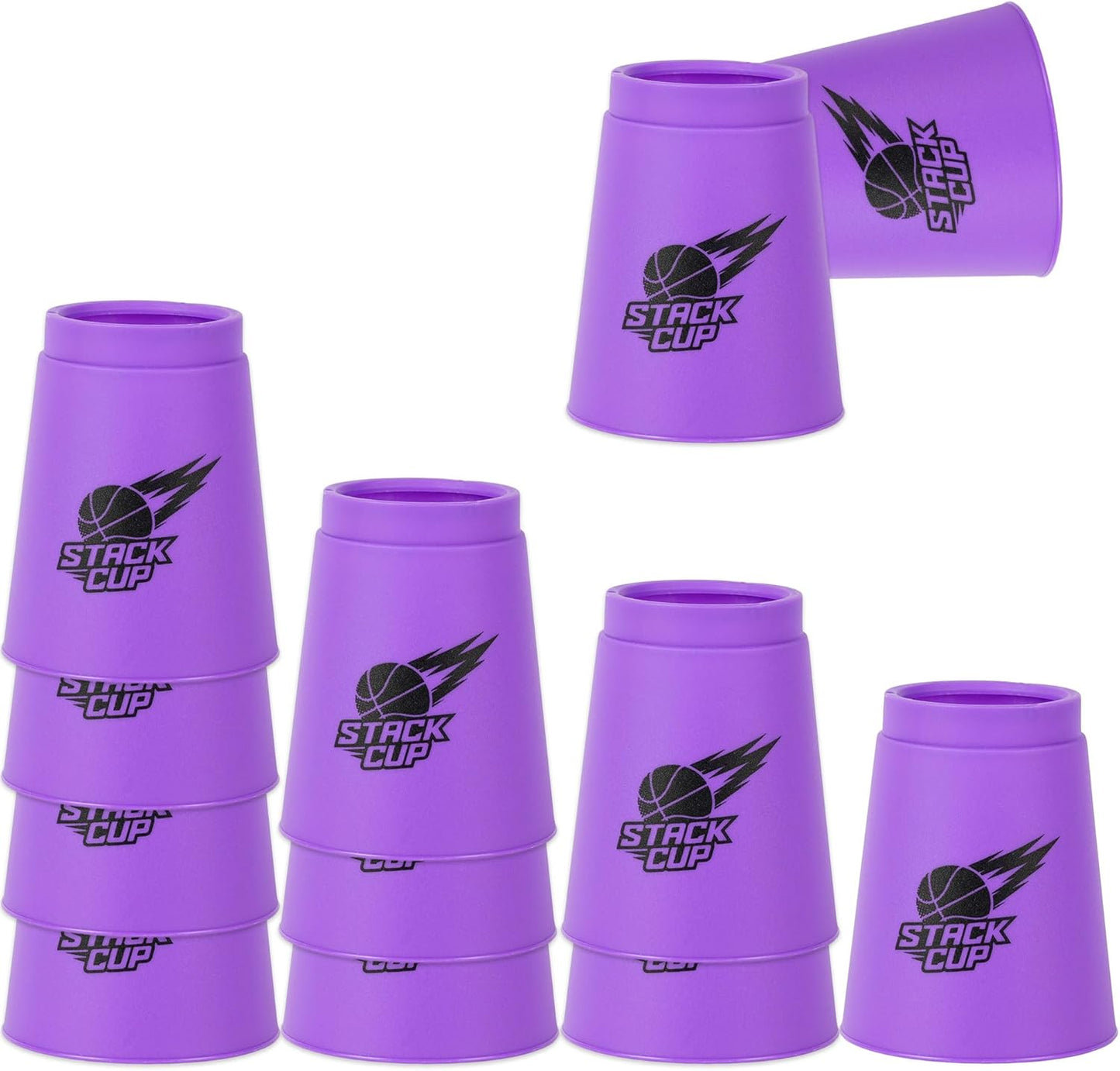 SEISSO Quick Stacking Cups, Stacking Cup Set Classic Stack Training Game Toys,12PCS Purple Stacking Cup Set for Boys Girls Kids