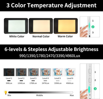 TOHETO Rechargeable A3 Light Pad for Diamond Painting, Ultra Bright Tracing Light Box for Drawing, Wireless Lightbox for Tracing and Drawing, Cordless Diamond Art Light Board for Sketching (Black)
