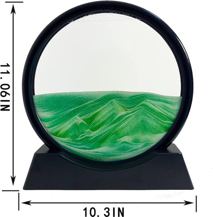 SANDCLE Moving Sand Art Liquid Motion - Moving Sand Art Picture Decor 3D Deep Sea Sandscape, Round Glass Frame Display Flowing Sand Relaxing Toy for Desktop Home Office Work Decoration(Blue, 12")