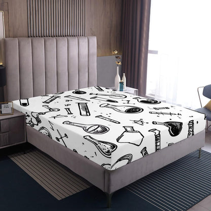 Chemistry Bed Sheets for Kids Teens Girls Boys,Chemical Experiment Fitted Sheet Twin,Science Themed Sheets for Math Lovers,Chemistry Lab Bedding Set,White and Black