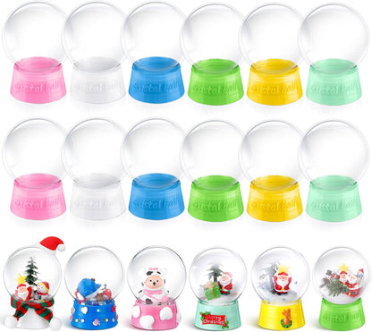 Mifoci 24 Pcs 4 Inch Empty Snow Globe Clear Fillable Water Globe with Screw Off Cap Empty Valentines Day Plastic Snow Case for DIY Crafts Home Decoration Display Plant