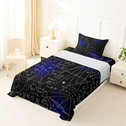 Erosebridal Chemistry Lab Fitted Sheet Twin Size Chemical Equation Bed Sheets for Boys Girls Chemical Elements Science Theme Bed Set Teens Kids Science Students Bedding Set School Dorm Room Decor